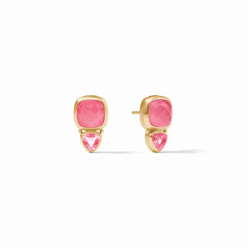 Aquitaine Iridescent Peony Pink Duo Stud Earrings
