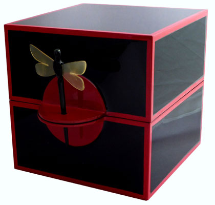Black And Red Line Dragonfly Jewelry Box