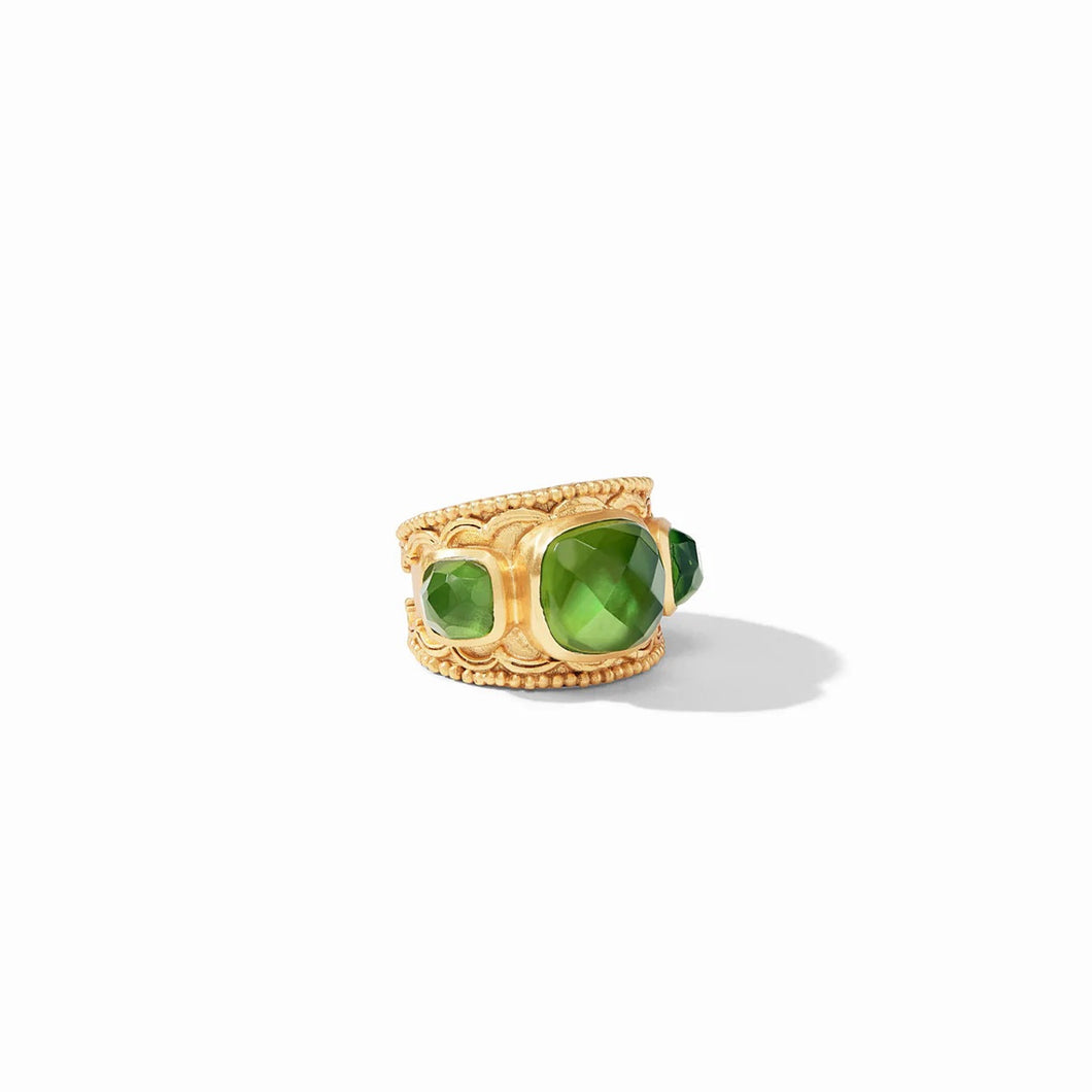 Trieste Gold Iridescent Jade Green Ring/Size 7