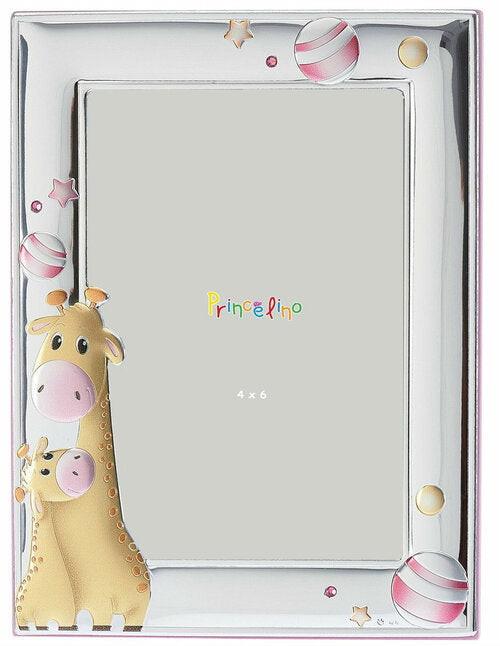 Princelino  Pink Sterling Silver Giraffe Frame 4 x 6