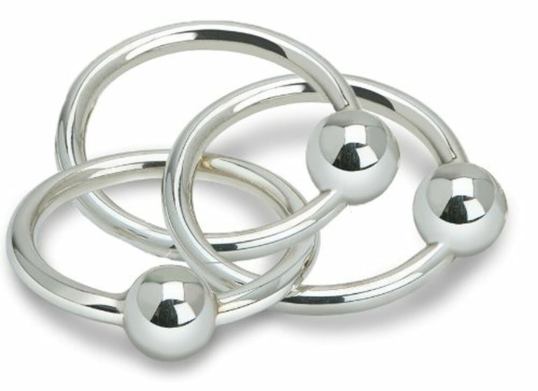 3 Ring Ball Sterling Silver Baby Rattle
