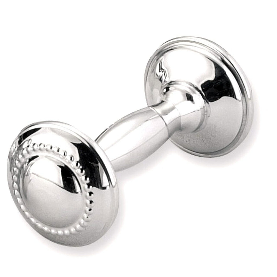 Classic Bead Barbell Sterling Silver Baby Rattle