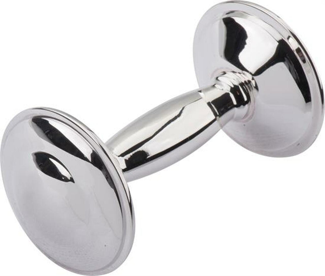 Classic Plain Barbell Sterling Silver Baby Rattle
