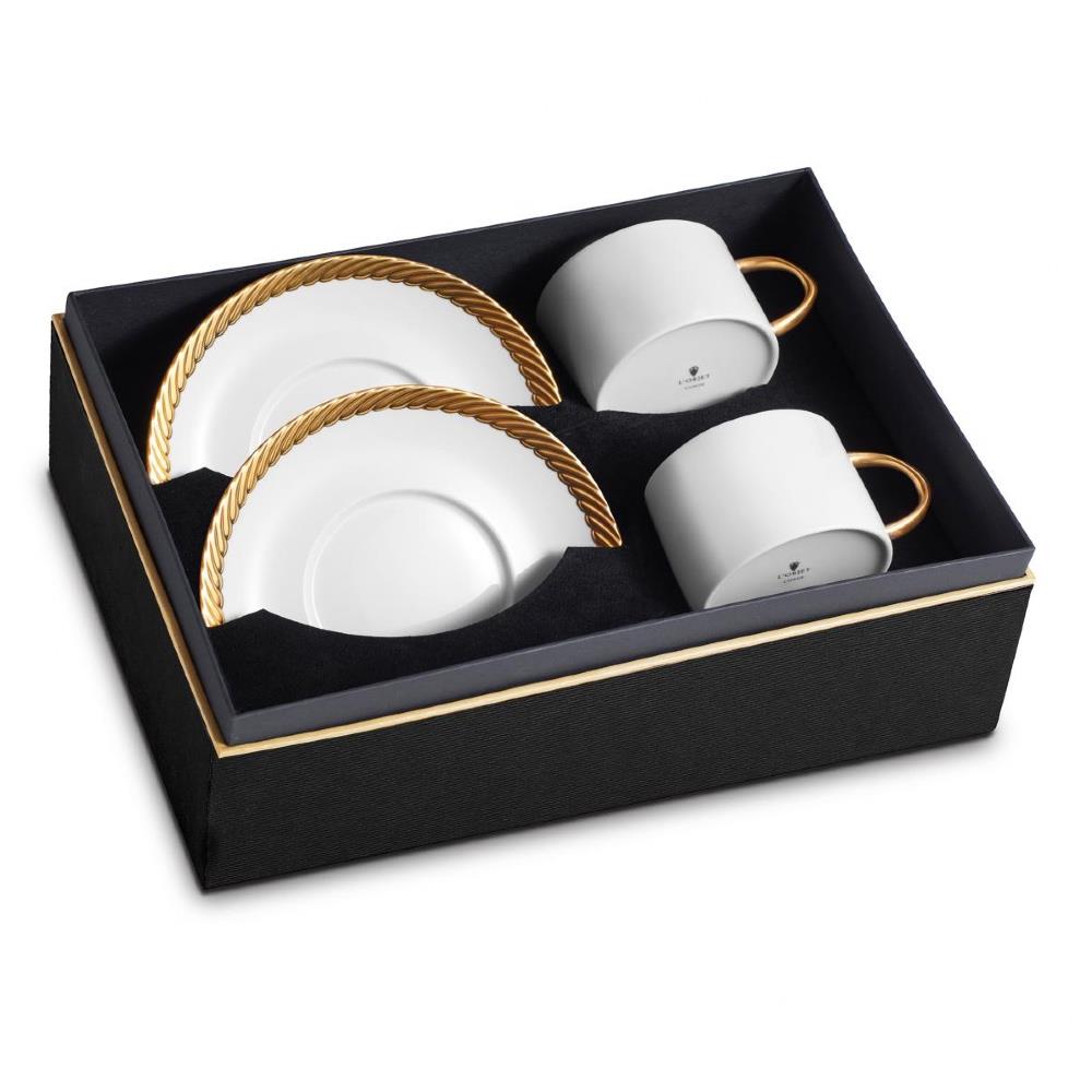 Corde Gold Tea Cup and Saucer Gift Box of 2