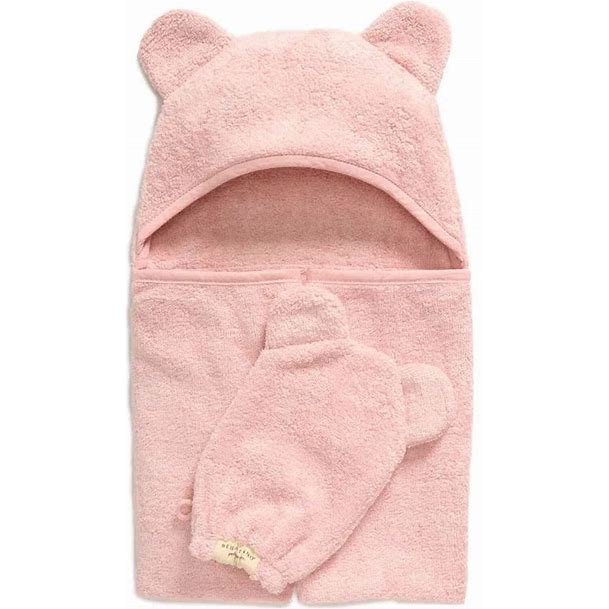 Blush Hooded Towel and Mitt
