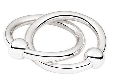 Double Ring Sterling Silver Baby Teething Rattle
