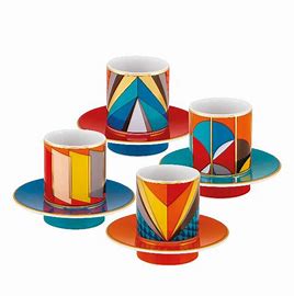 Futurismo Set of Four Espresso Cups and Saucers