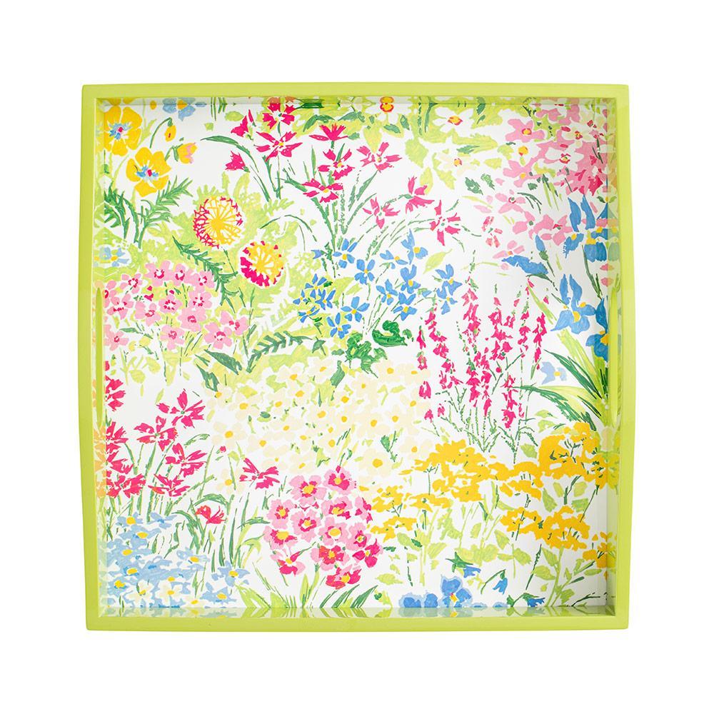 Meadow Flowers White Lacquer Square Tray