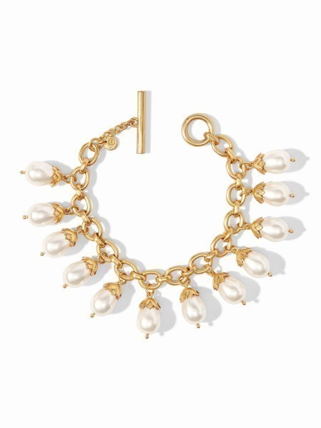 Flora Pearl Charm Gold Bracelet