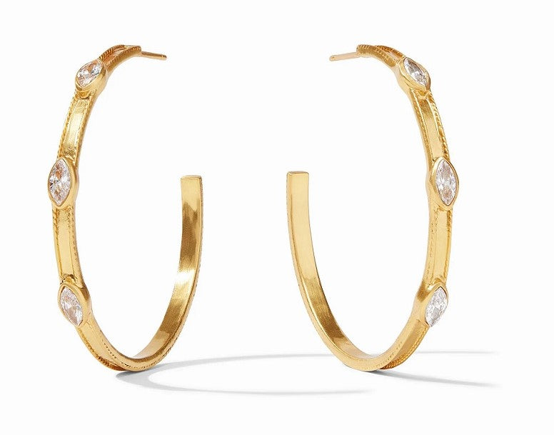 Monaco Gold Cubic Zirconia Hoop Earrings Large