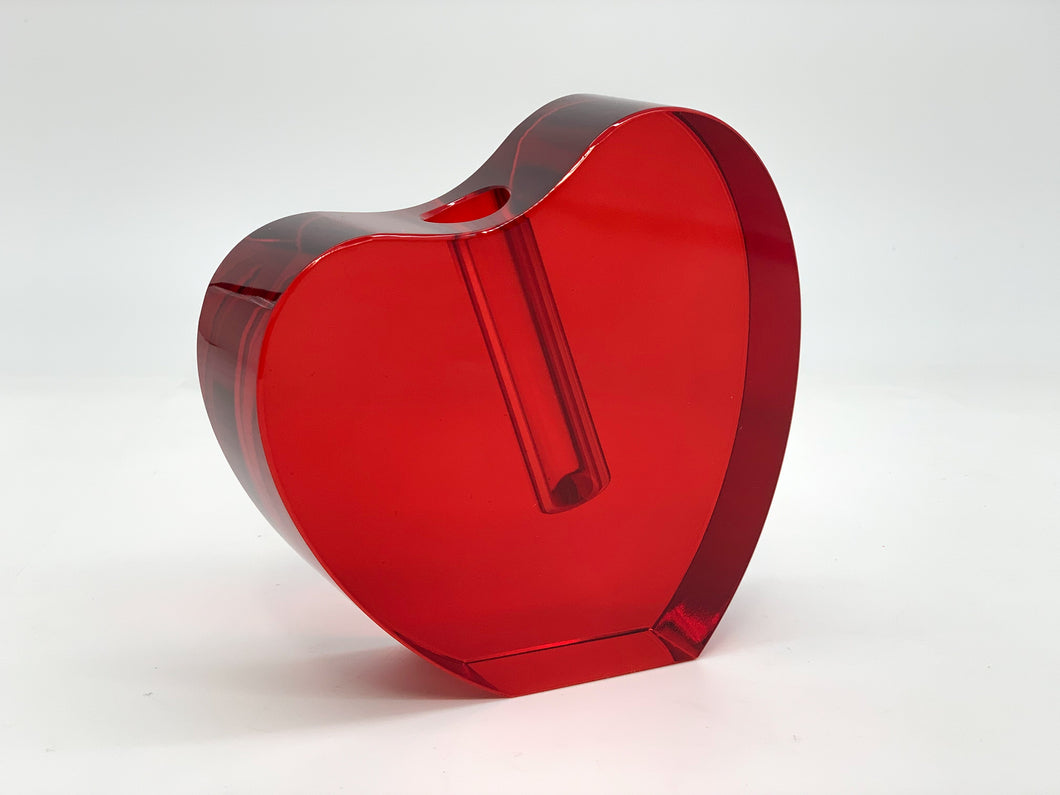 Crystal Red Heart Shaped Vase (Large)