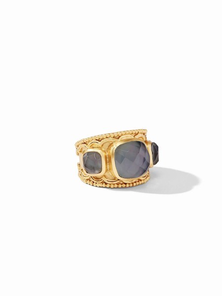 Trieste Gold Iridescent Charcoal Blue Ring/Size 7