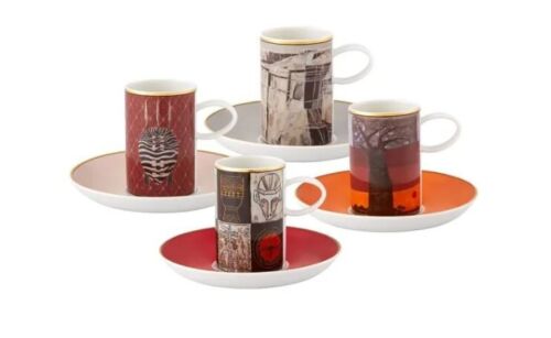 Afrika Espresso Set of Four Cups and Saucers