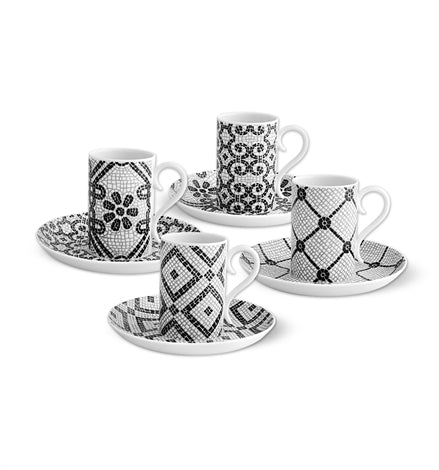 Calcada Portuguesa Set of Four Cups and Saucers