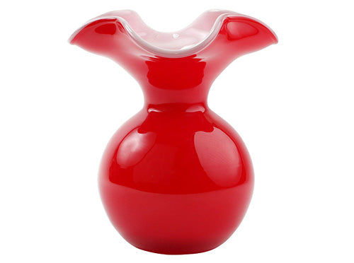 Hibiscus Small Red Fluted Vase