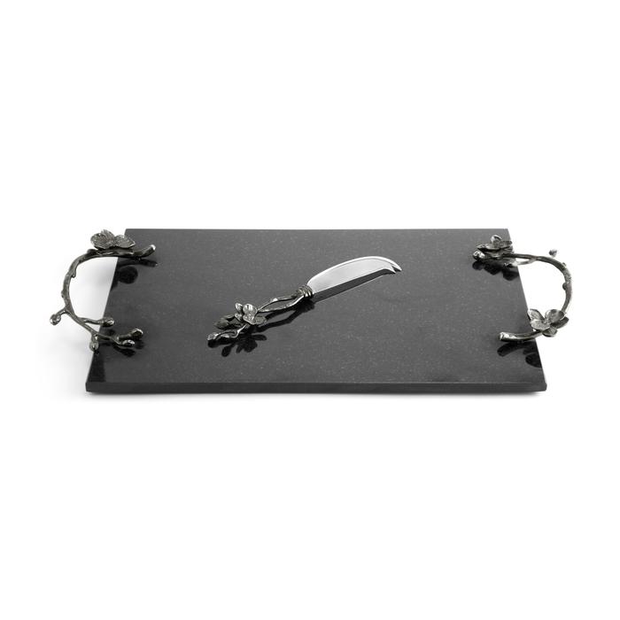 Black Orchid Cheese Board with Knife Large
