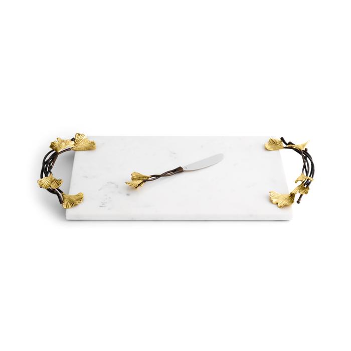 Golden Ginkgo Cheeseboard With Knife
